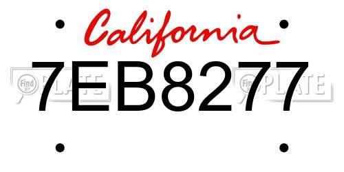 7EB8277 California License Plate