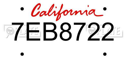 7EB8722 California License Plate