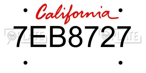 7EB8727 California License Plate