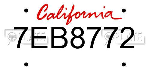7EB8772 California License Plate