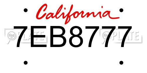 7EB8777 California License Plate