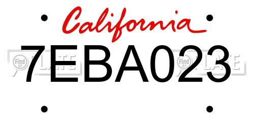 7EBA023 California License Plate