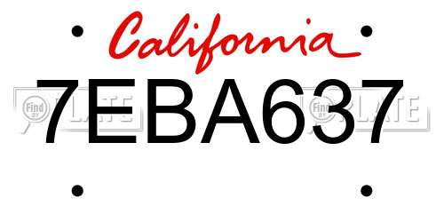 7EBA637 California License Plate