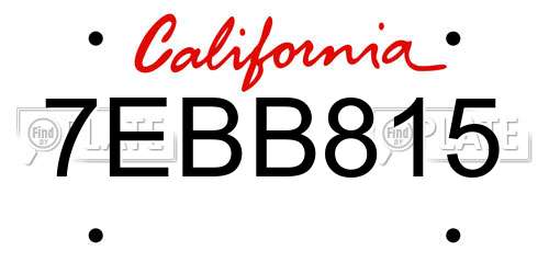7EBB815 California License Plate