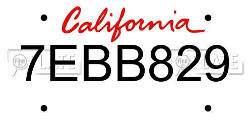 7EBB829 California License Plate
