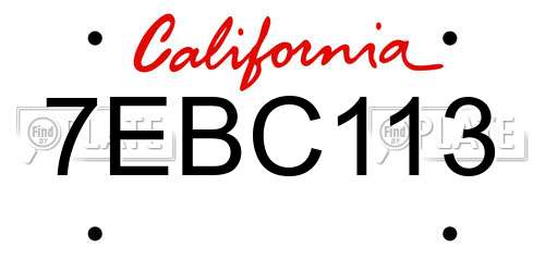 7EBC113 California License Plate