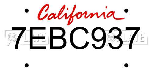 7EBC937 California License Plate