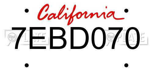 7EBD070 California License Plate