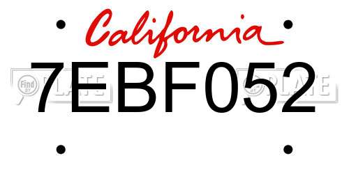 7EBF052 California License Plate