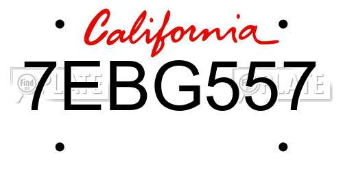 7EBG557 California License Plate