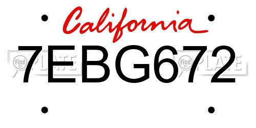 7EBG672 California License Plate