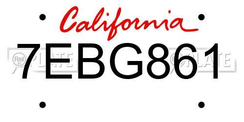 7EBG861 California License Plate