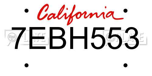 7EBH553 California License Plate