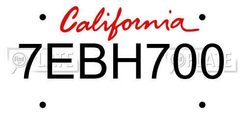 7EBH700 California License Plate