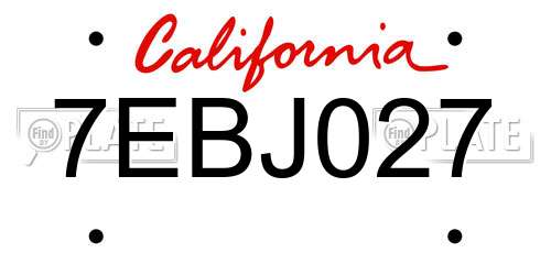 7EBJ027 California License Plate
