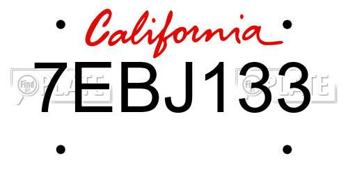 7EBJ133 California License Plate