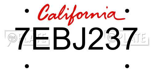 7EBJ237 California License Plate