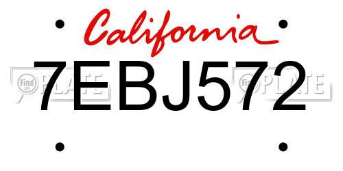 7EBJ572 California License Plate