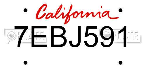 7EBJ591 California License Plate