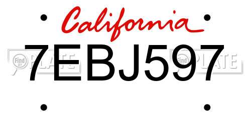 7EBJ597 California License Plate