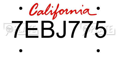 7EBJ775 California License Plate