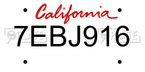 7EBJ916 California License Plate