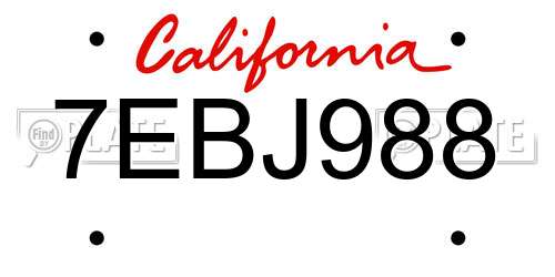 7EBJ988 California License Plate