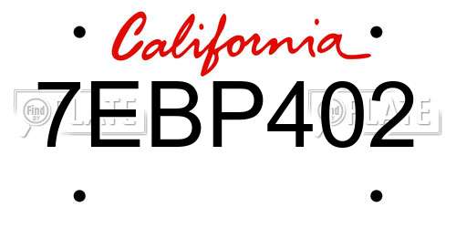 7EBP402 California License Plate