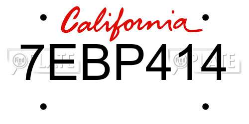 7EBP414 California License Plate