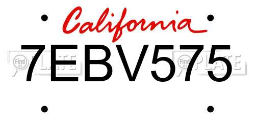 7EBV575 California License Plate