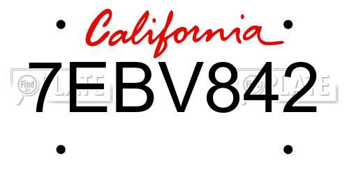 7EBV842 California License Plate