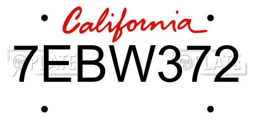 7EBW372 California License Plate