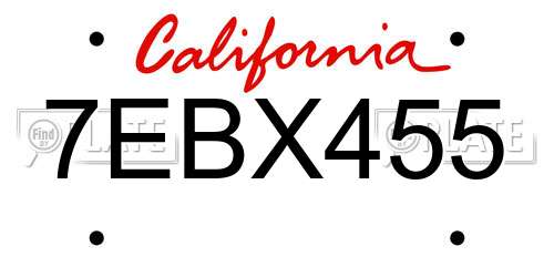 7EBX455 California License Plate