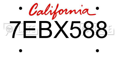 7EBX588 California License Plate