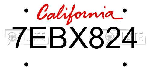 7EBX824 California License Plate