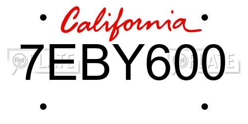 7EBY600 California License Plate