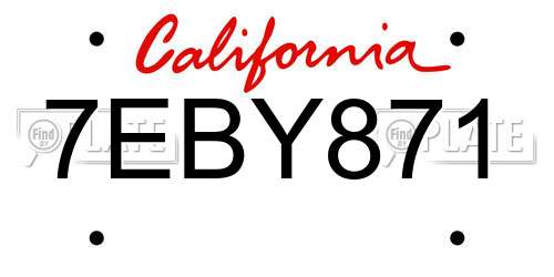 7EBY871 California License Plate