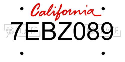 7EBZ089 California License Plate