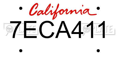 7ECA411 California License Plate