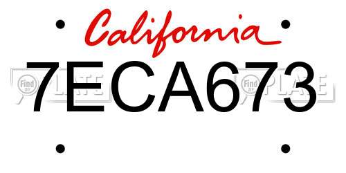 7ECA673 California License Plate