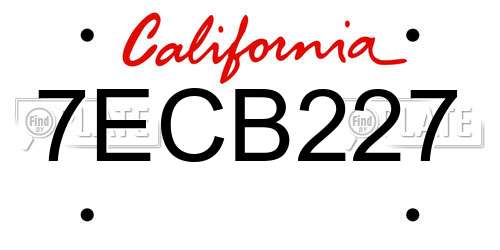 7ECB227 California License Plate