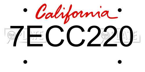7ECC220 California License Plate