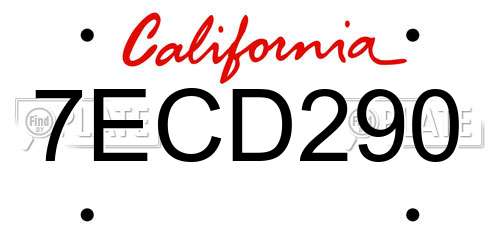 7ECD290 California License Plate