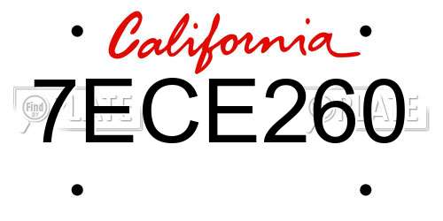 7ECE260 California License Plate