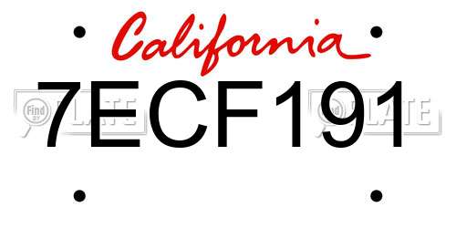 7ECF191 California License Plate