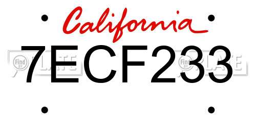 7ECF233 California License Plate