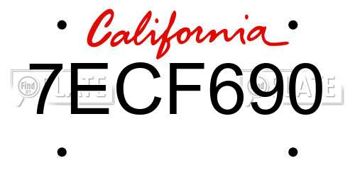 7ECF690 California License Plate