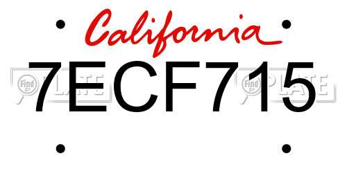 7ECF715 California License Plate