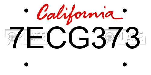 7ECG373 California License Plate