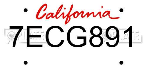 7ECG891 California License Plate